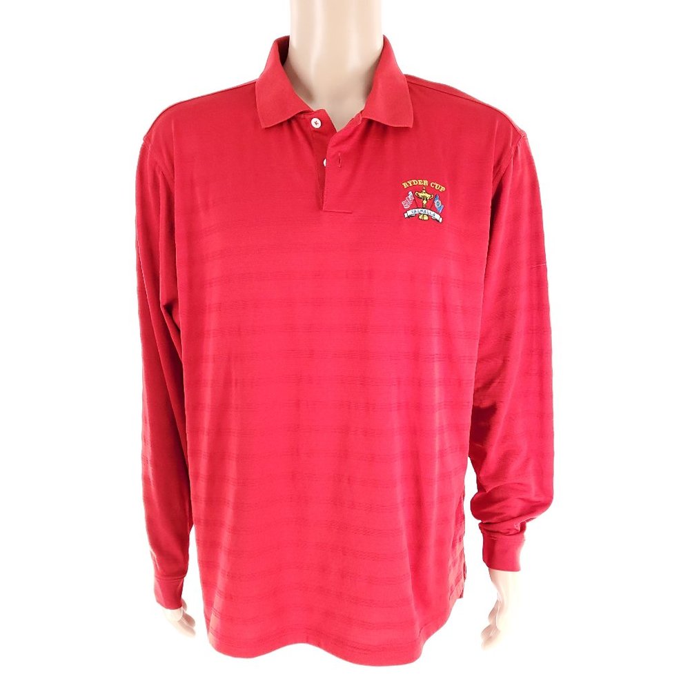 adidas Men Shirt Long Sleeves Clima Cool "Ryder Cup Valhalla" Red Size XL